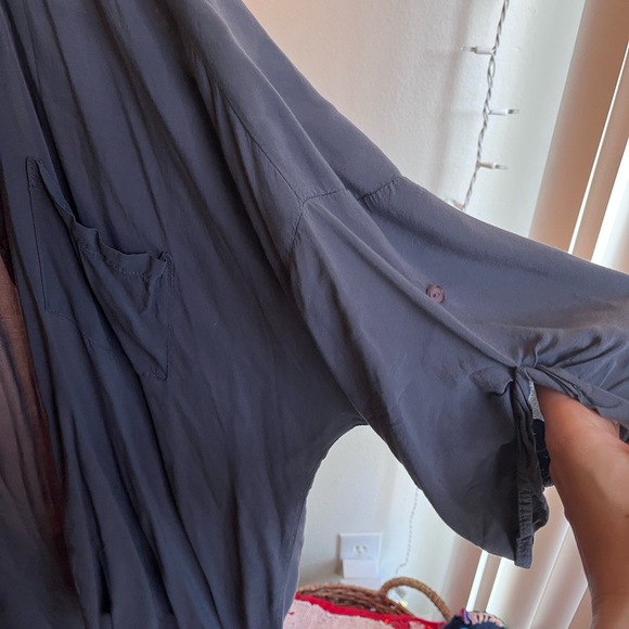 Vintage 100% Rayon Button Down Blue Shirt - Picture 9 of 13